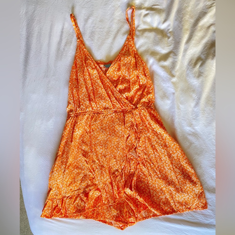 Coral Colored Floral Romper